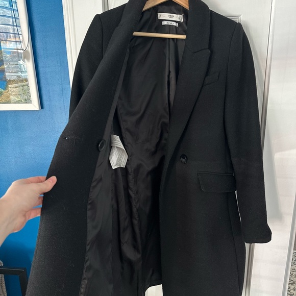 Mango Casual Black Wool Blend Coat S - Picture 6 of 8
